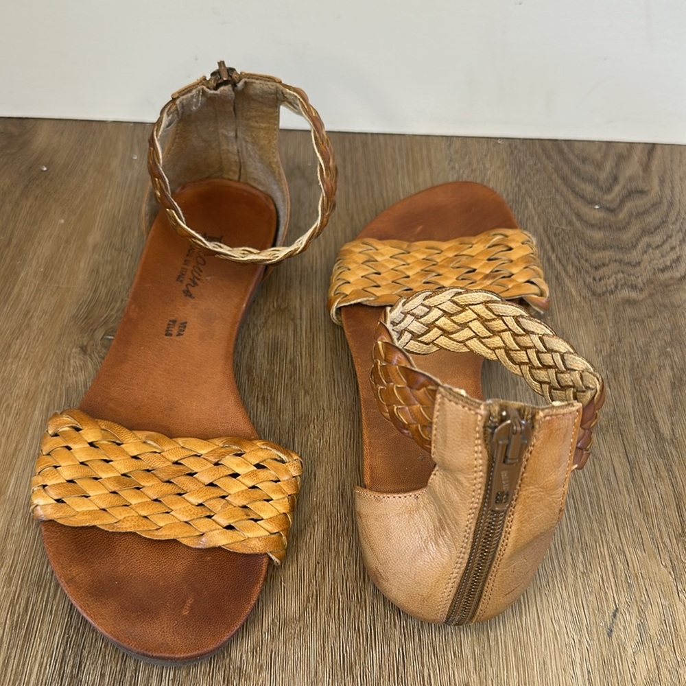 Leather Sandals Warm Tan Boho Woven Flat Sandals Size 36 (US 6) Summer BROWNS - Picture 16 of 16